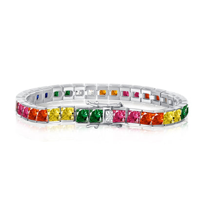 [Violet JW]Radiant Colorful Princess Cut Tennis Bracelet