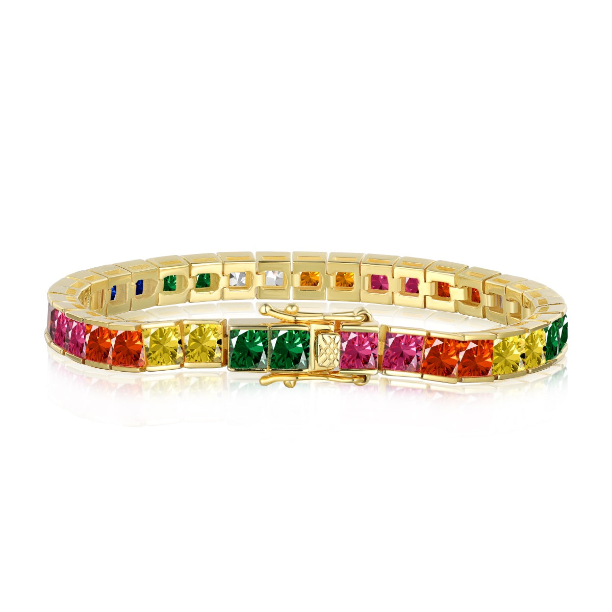 [Violet JW]Radiant Colorful Princess Cut Tennis Bracelet