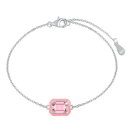 [Violet JW]2.0 Carat Sparkling Colorful Emerald Cut Daily Bracelet