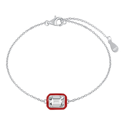 [Violet JW]2.0 Carat Sparkling Colorful Emerald Cut Daily Bracelet