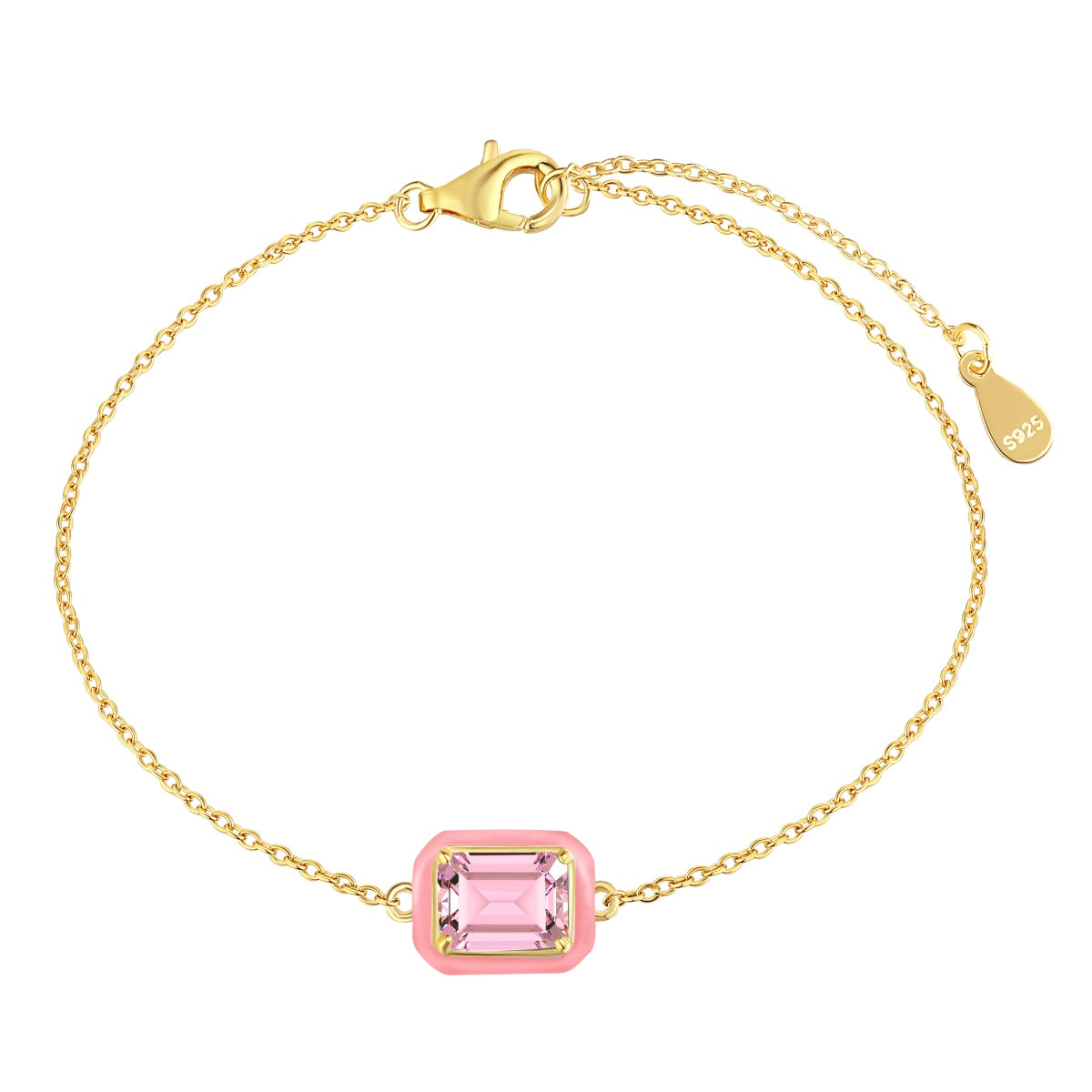 [Violet JW]2.0 Carat Sparkling Colorful Emerald Cut Daily Bracelet