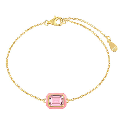 [Violet JW]2.0 Carat Sparkling Colorful Emerald Cut Daily Bracelet