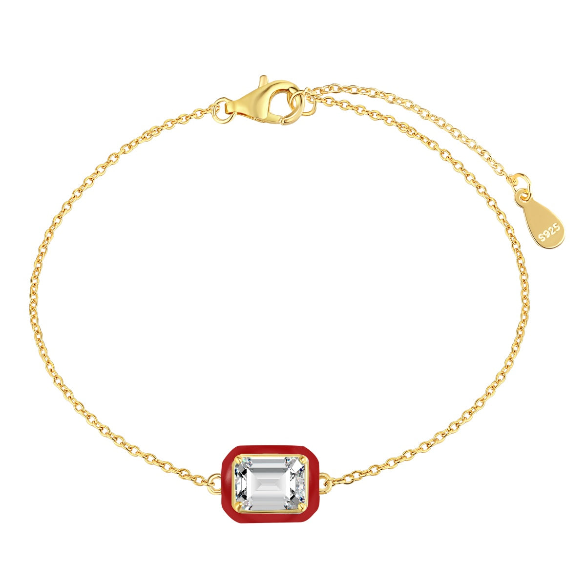 [Violet JW]2.0 Carat Sparkling Colorful Emerald Cut Daily Bracelet