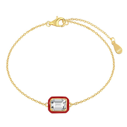 [Violet JW]2.0 Carat Sparkling Colorful Emerald Cut Daily Bracelet