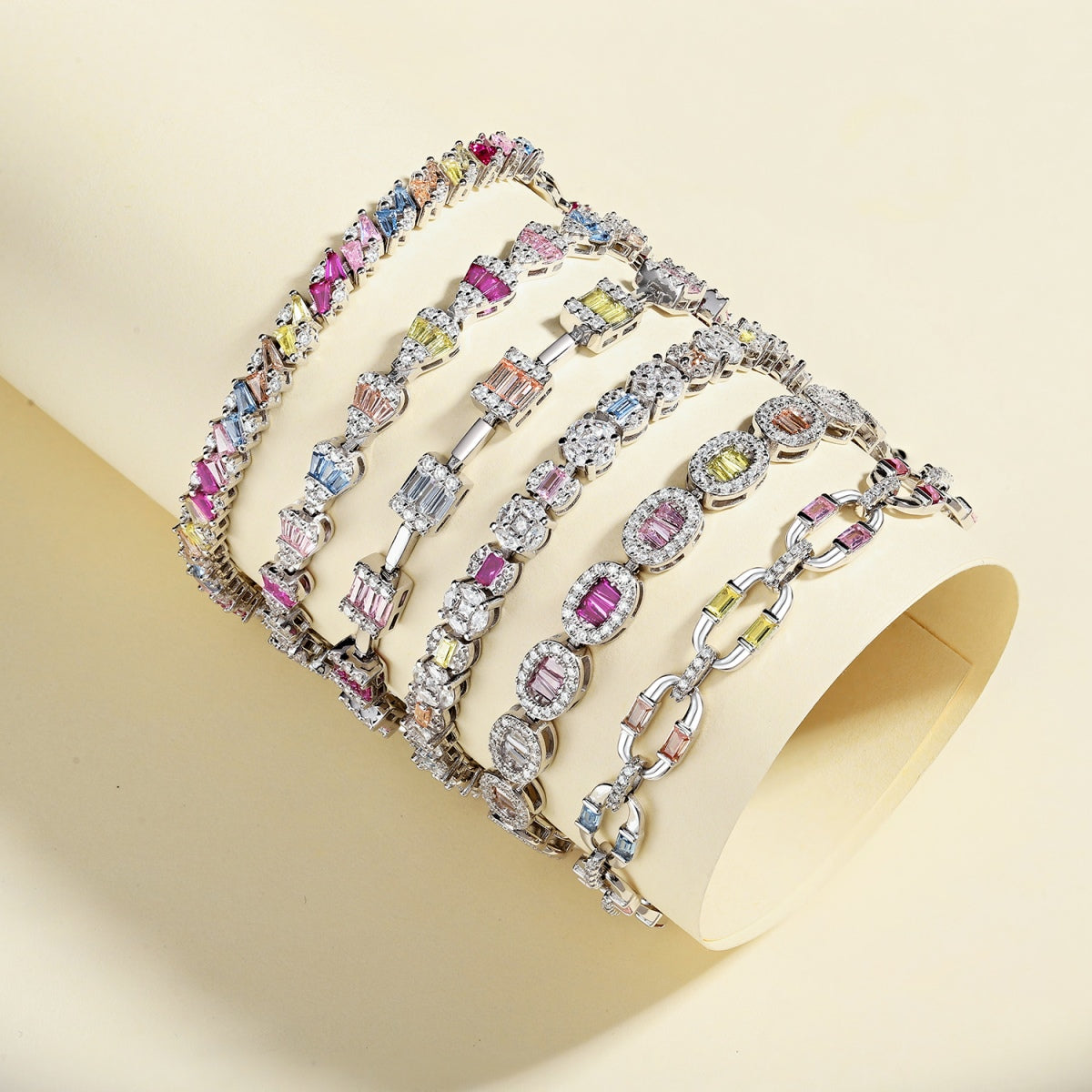 [Violet JW]Dazzling Radiant Multi Cut Daily Bracelet
