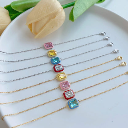 [Violet JW]2.0 Carat Sparkling Colorful Emerald Cut Daily Bracelet