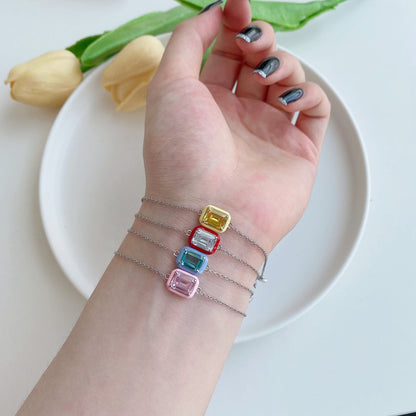 [Violet JW]2.0 Carat Sparkling Colorful Emerald Cut Daily Bracelet