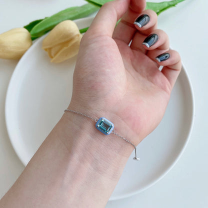 [Violet JW]2.0 Carat Sparkling Colorful Emerald Cut Daily Bracelet