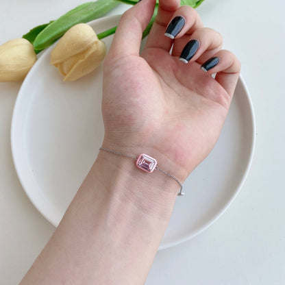 [Violet JW]2.0 Carat Sparkling Colorful Emerald Cut Daily Bracelet