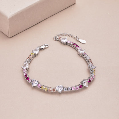 [Violet JW]Romantic Heart Shape Round Cut Lover Bracelet