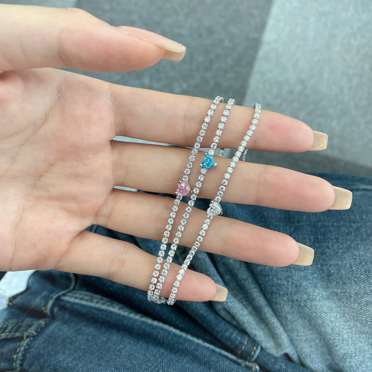 [Violet JW]0.5 Carat Elegant Romantic Heart Shape Lover Bracelet