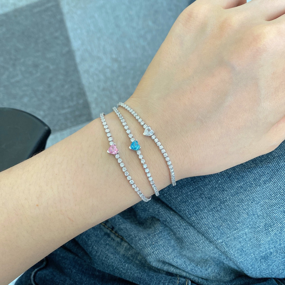 [Violet JW]0.5 Carat Elegant Romantic Heart Shape Lover Bracelet