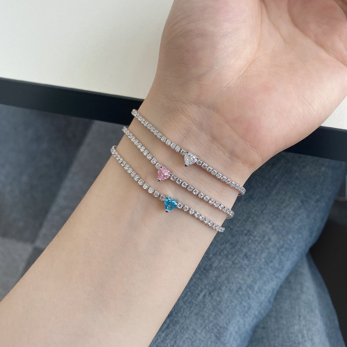 [Violet JW]0.5 Carat Elegant Romantic Heart Shape Lover Bracelet
