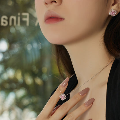 [Violet JW]Spliced Lucky Four-Leaf Clover Versatile Necklace