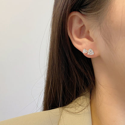 [Violet JW]Double Heart-Shape Classic Princess Style Earrings