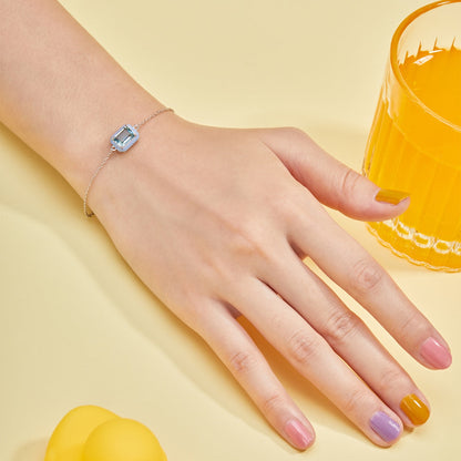 [Violet JW]2.0 Carat Sparkling Colorful Emerald Cut Daily Bracelet
