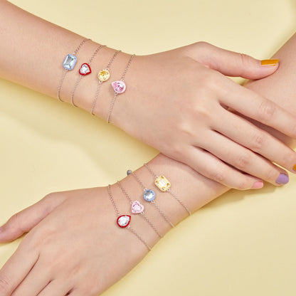 [Violet JW]2.0 Carat Sparkling Colorful Emerald Cut Daily Bracelet