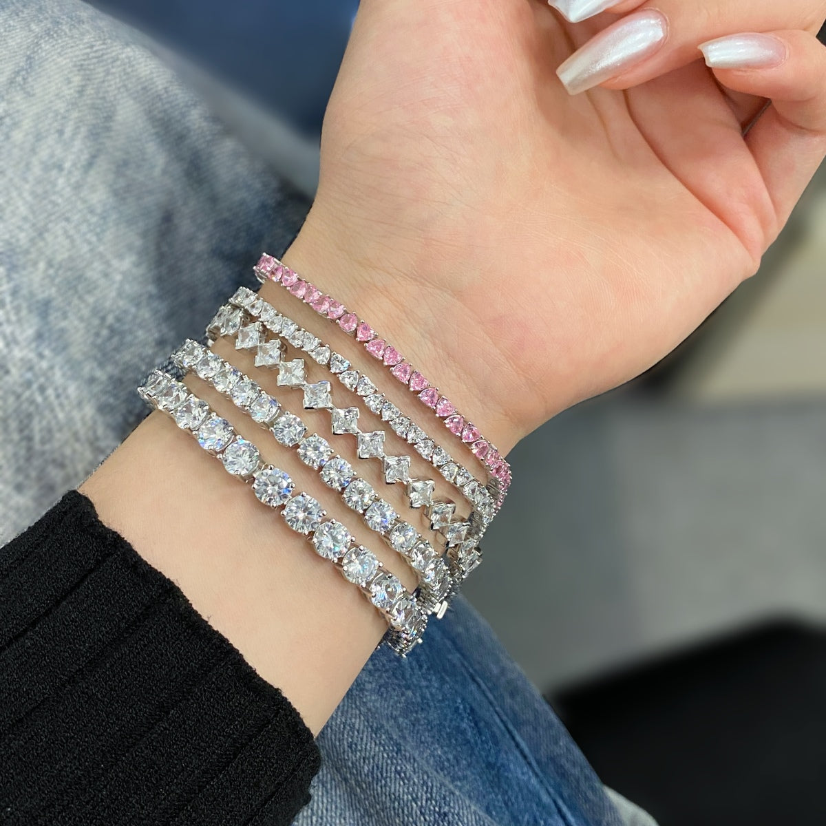 [Violet JW]0.5 Carat Ornate Princess Cut Daily Bracelet