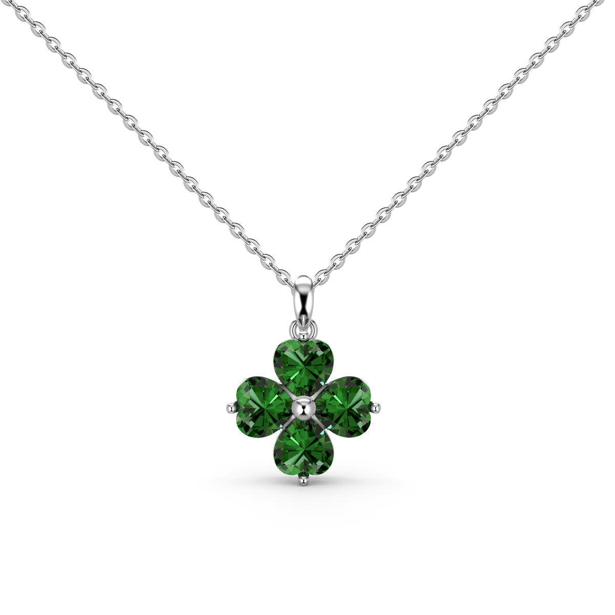 [Violet JW]Heart-Shaped Four-Leaf Clover Bead Necklace