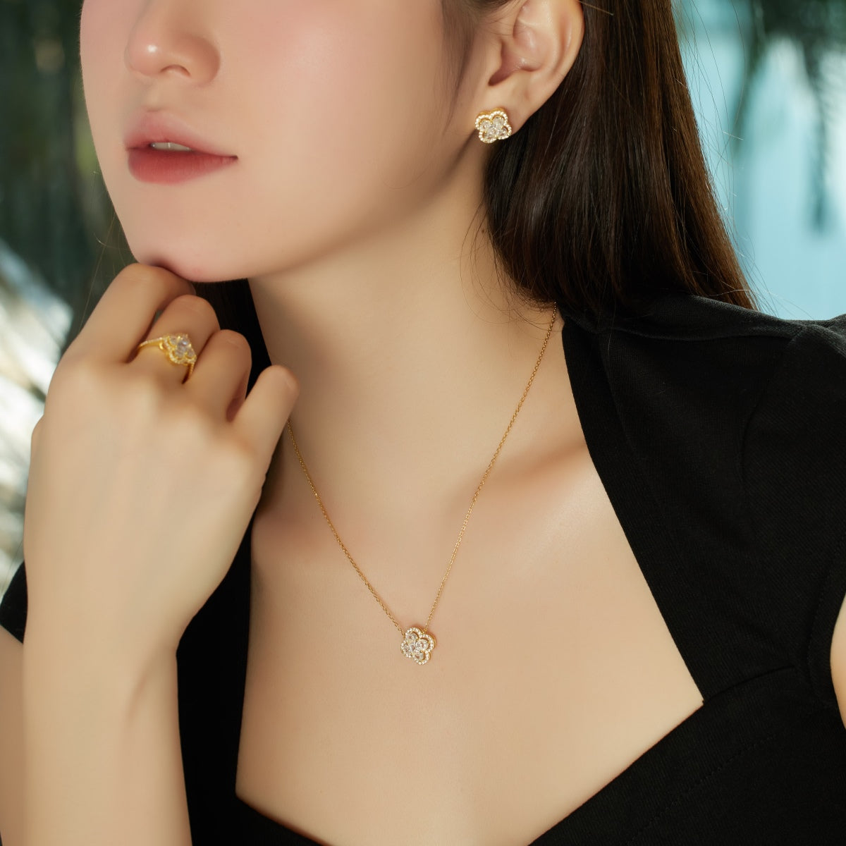 [Violet JW]Lucky Four-Leaf Clover Exquisite Earrings