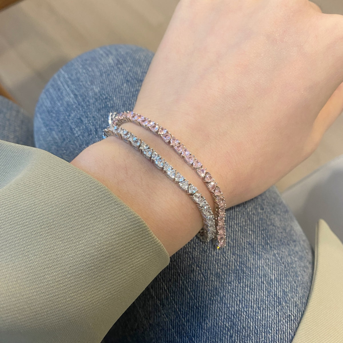 [Violet JW]Dazzling Romantic Heart Shape Lover Bracelet