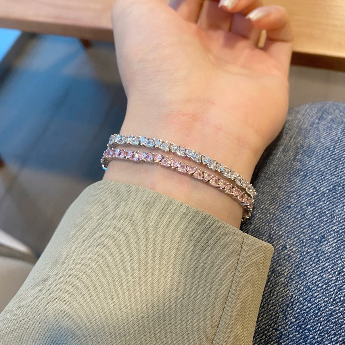 [Violet JW]Dazzling Romantic Heart Shape Lover Bracelet
