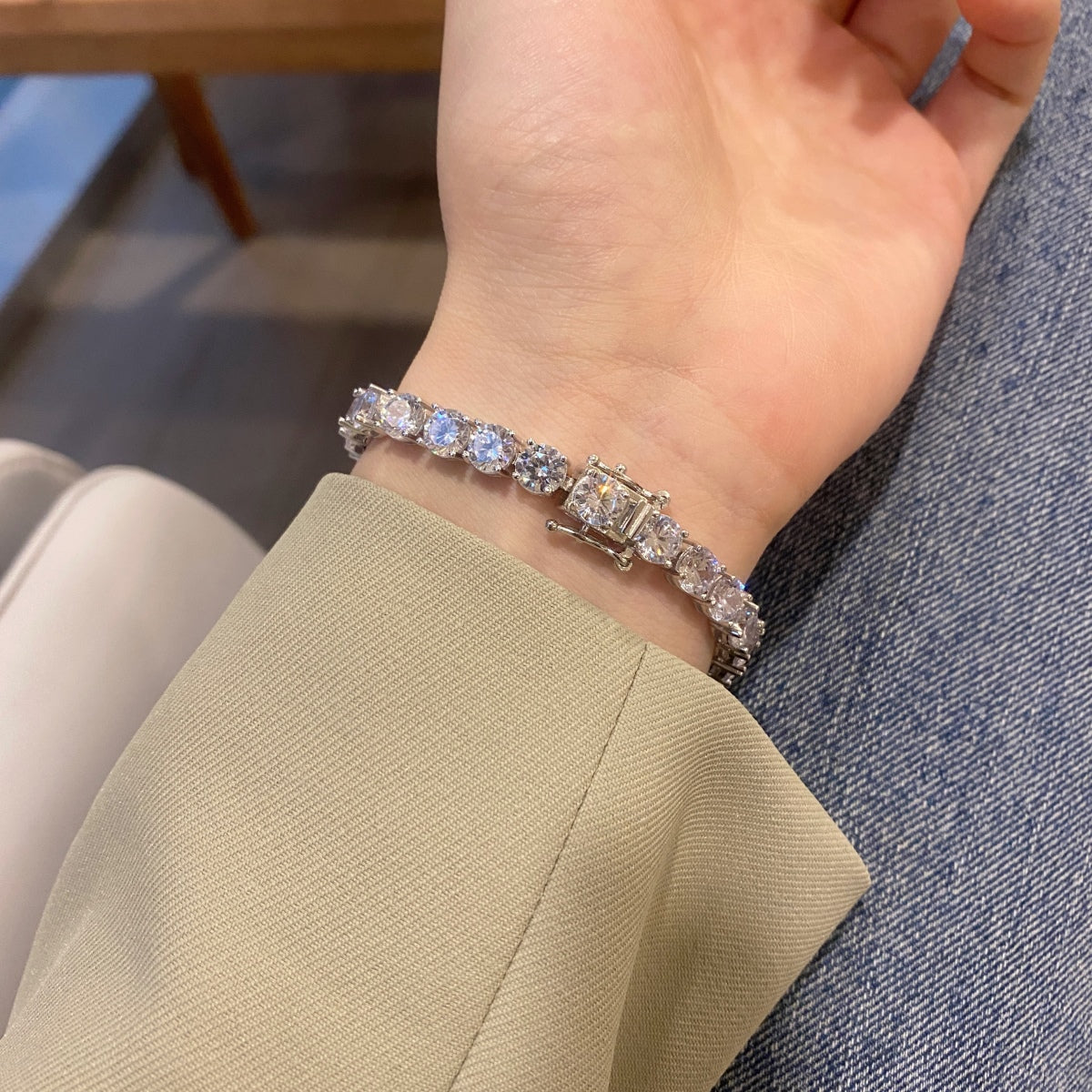 [Violet JW]0.75 Carat Dazzling Round Cut Wedding Bracelet
