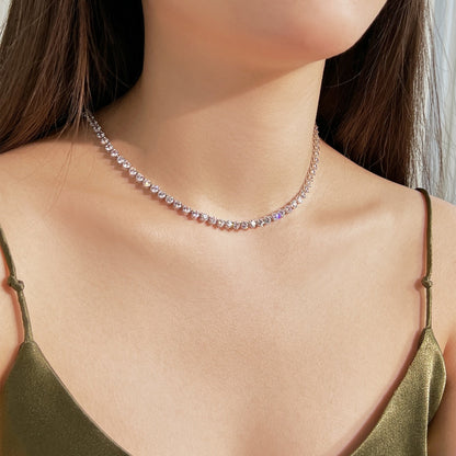[Violet JW]Ornate Heart Cut Tennis Necklace