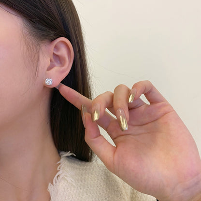 [Violet JW]Classic Round Center Stone Stud Earrings
