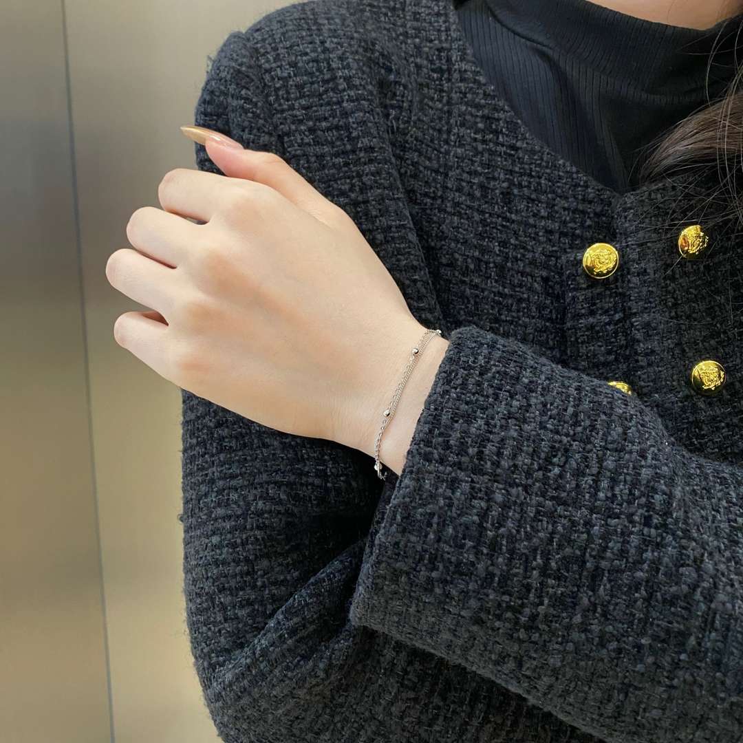 [Violet JW]Delicate Bead Double Layer Bracelet