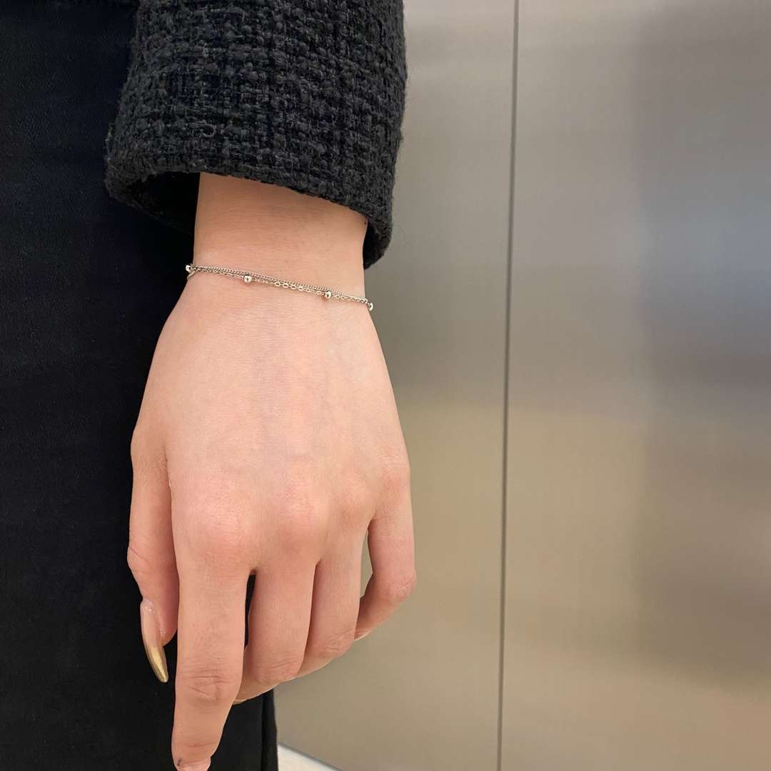 [Violet JW]Delicate Bead Double Layer Bracelet