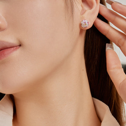 [Violet JW]Ornate Colorful Octagon Shape Daily Earrings