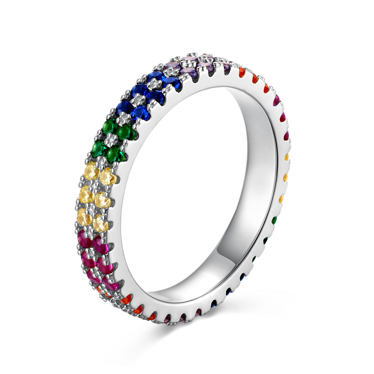[Violet JW]Unique Colorful Round Cut Tennis Ring