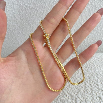 [Violet JW]Delicate Round Shape Tennis Necklace