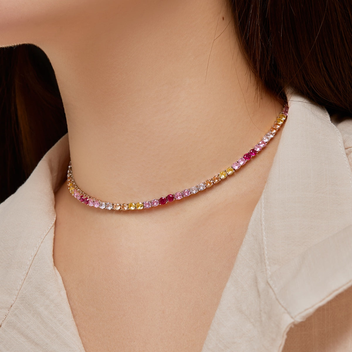 [Violet JW]Delicate Colorful Tennis Necklace