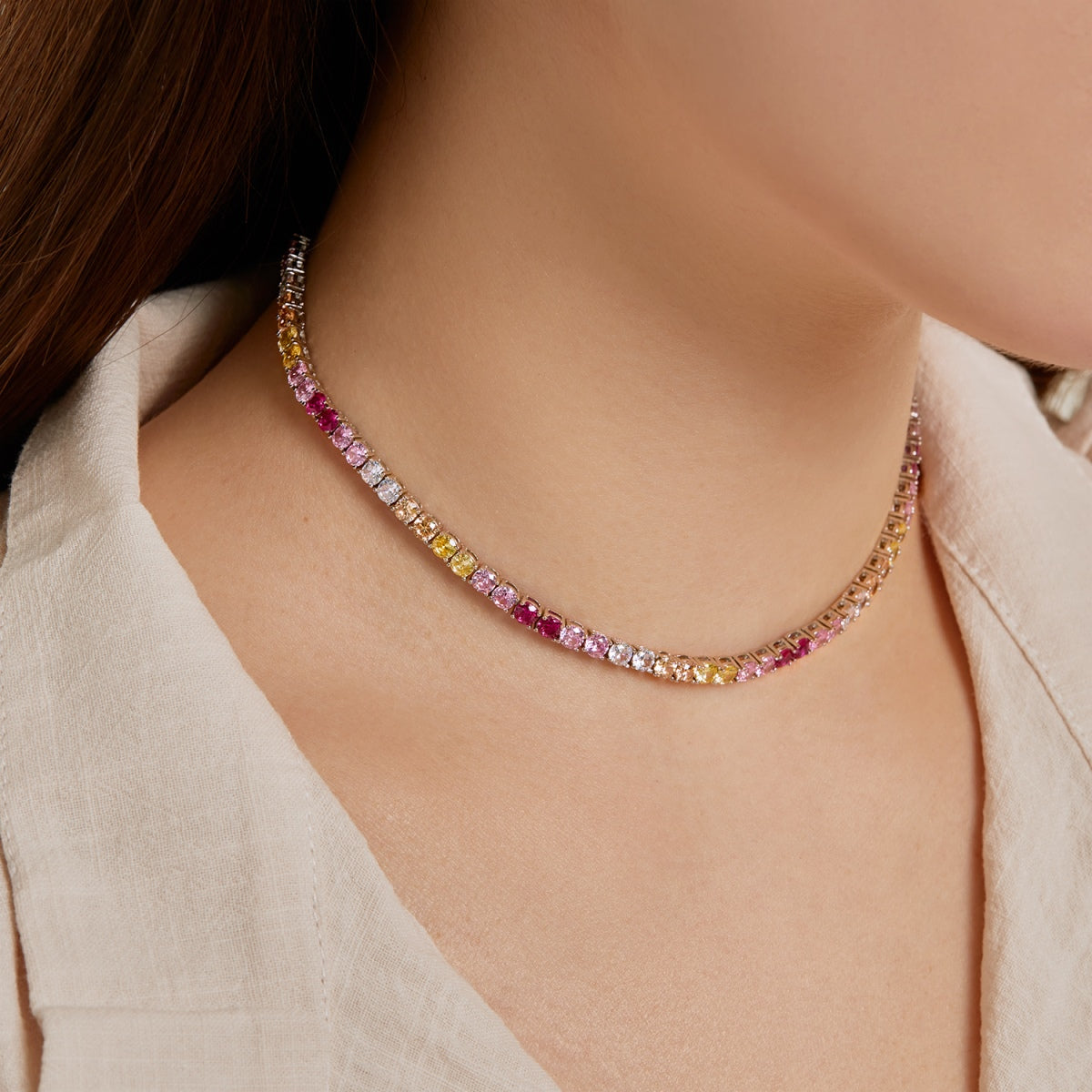 [Violet JW]Delicate Colorful Tennis Necklace