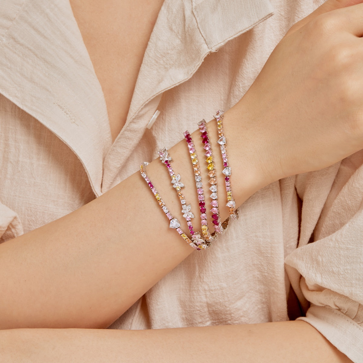 [Violet JW]Romantic Heart Shape Round Cut Lover Bracelet