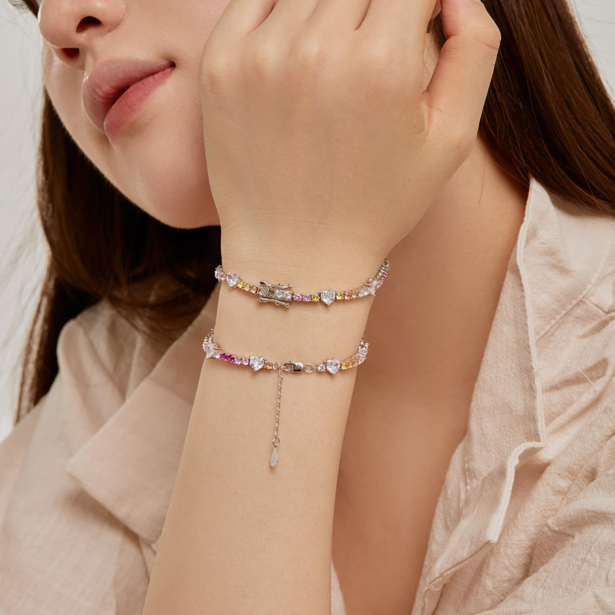 [Violet JW]Romantic Heart Shape Round Cut Lover Bracelet