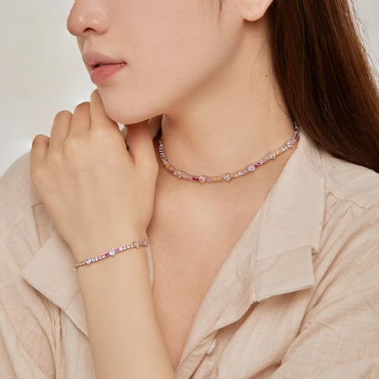[Violet JW]Romantic Heart Shape Round Cut Lover Bracelet