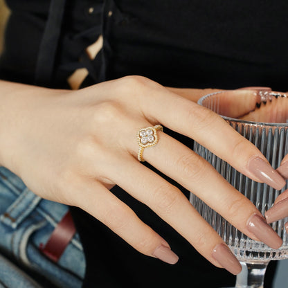 [Violet JW]Four Leaf Clover Flower Design Ring