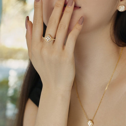 [Violet JW]Four Leaf Clover Flower Design Ring