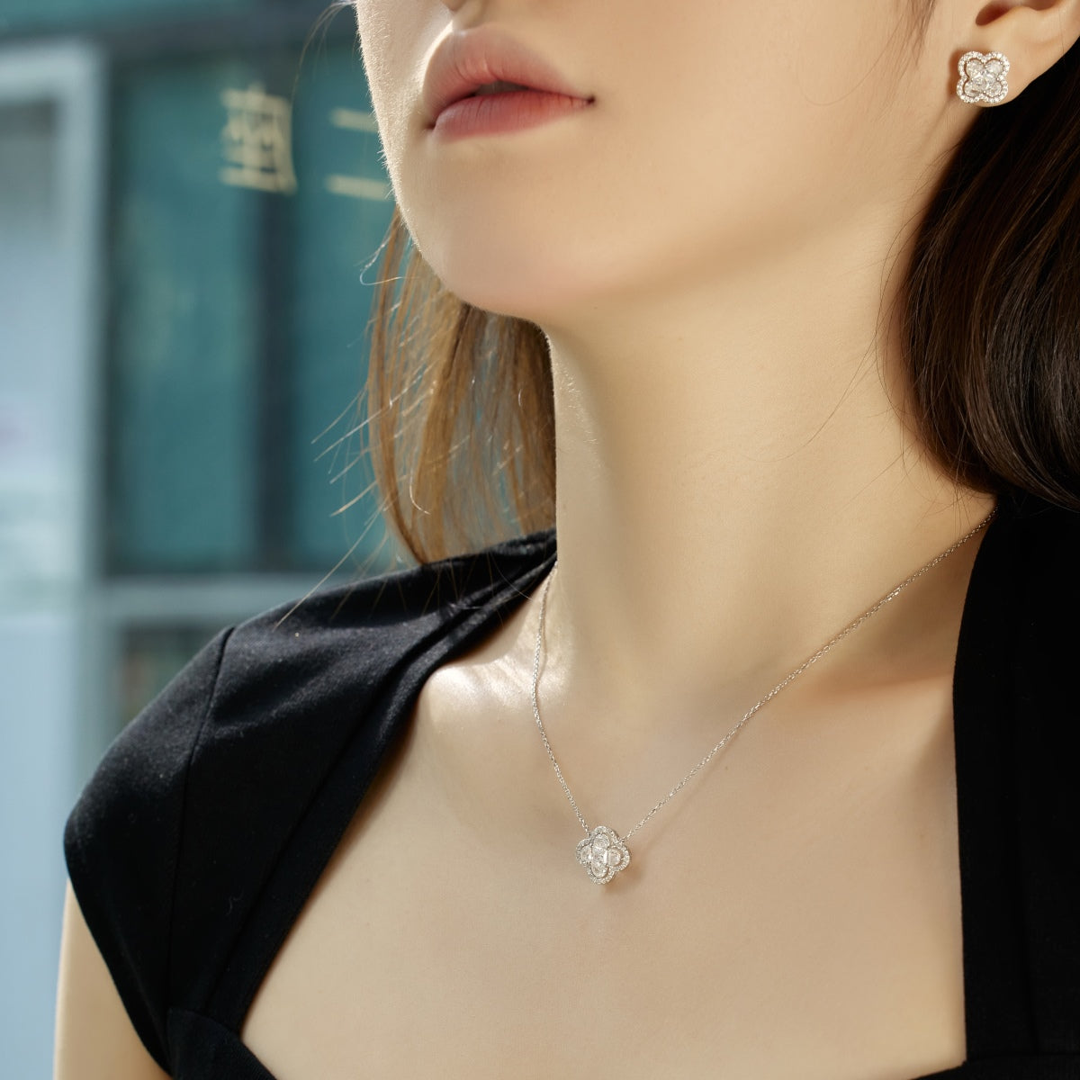 [Violet JW]Spliced Lucky Four-Leaf Clover Versatile Necklace