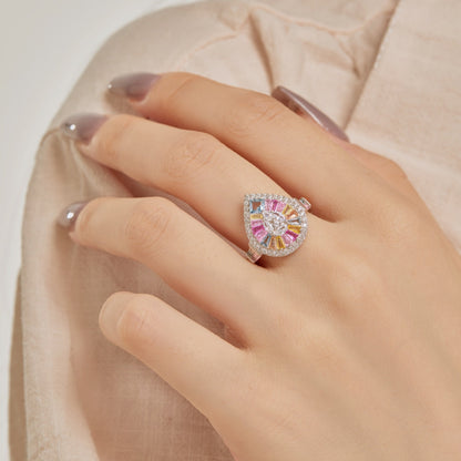 [Violet JW]Elegant Colorful Water Drop Shape Banquet Ring