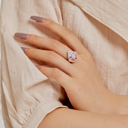 [Violet JW]Elegant Colorful Water Drop Shape Banquet Ring