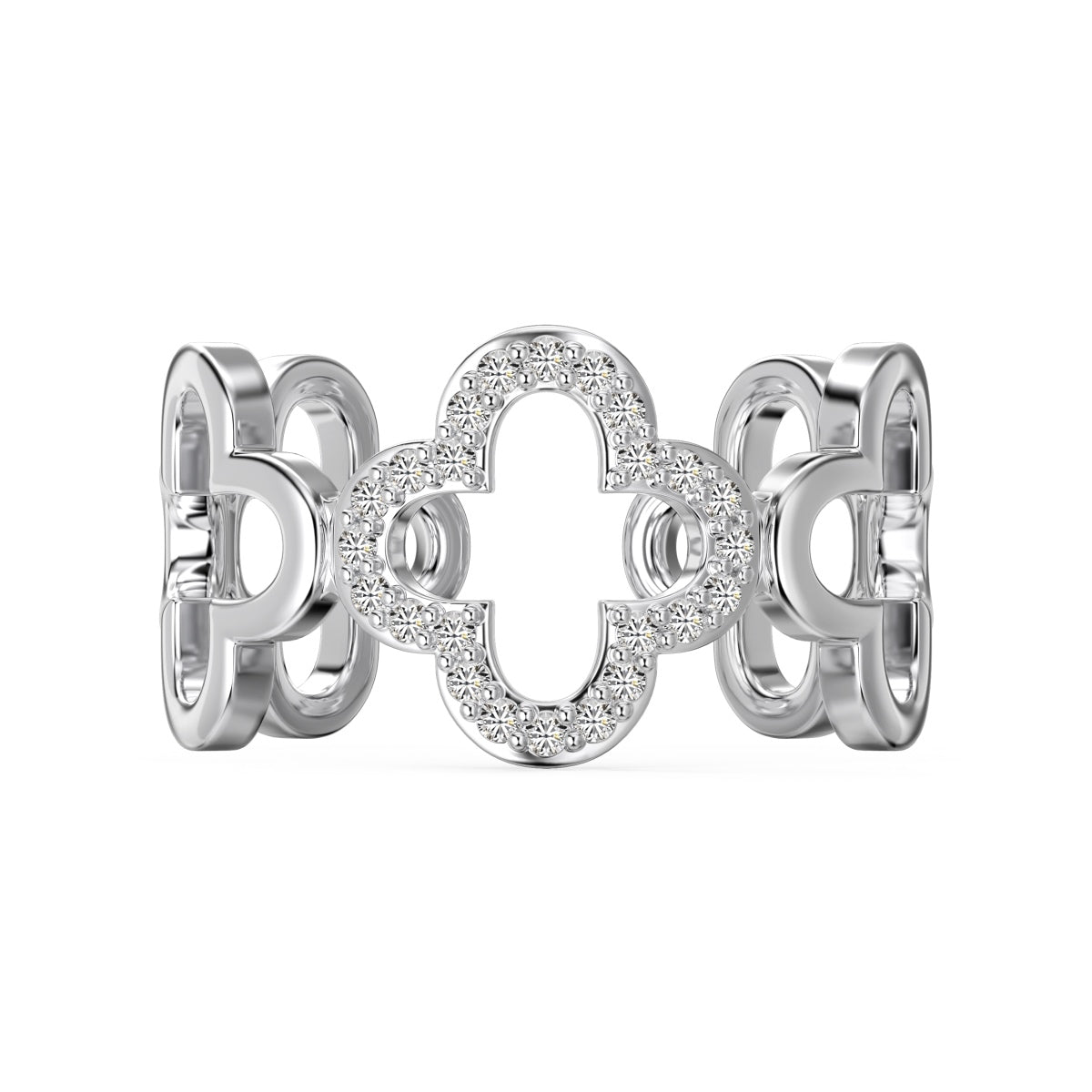 [Violet JW]Hollow Design Four-Leaf Clover Flower Shape Ring