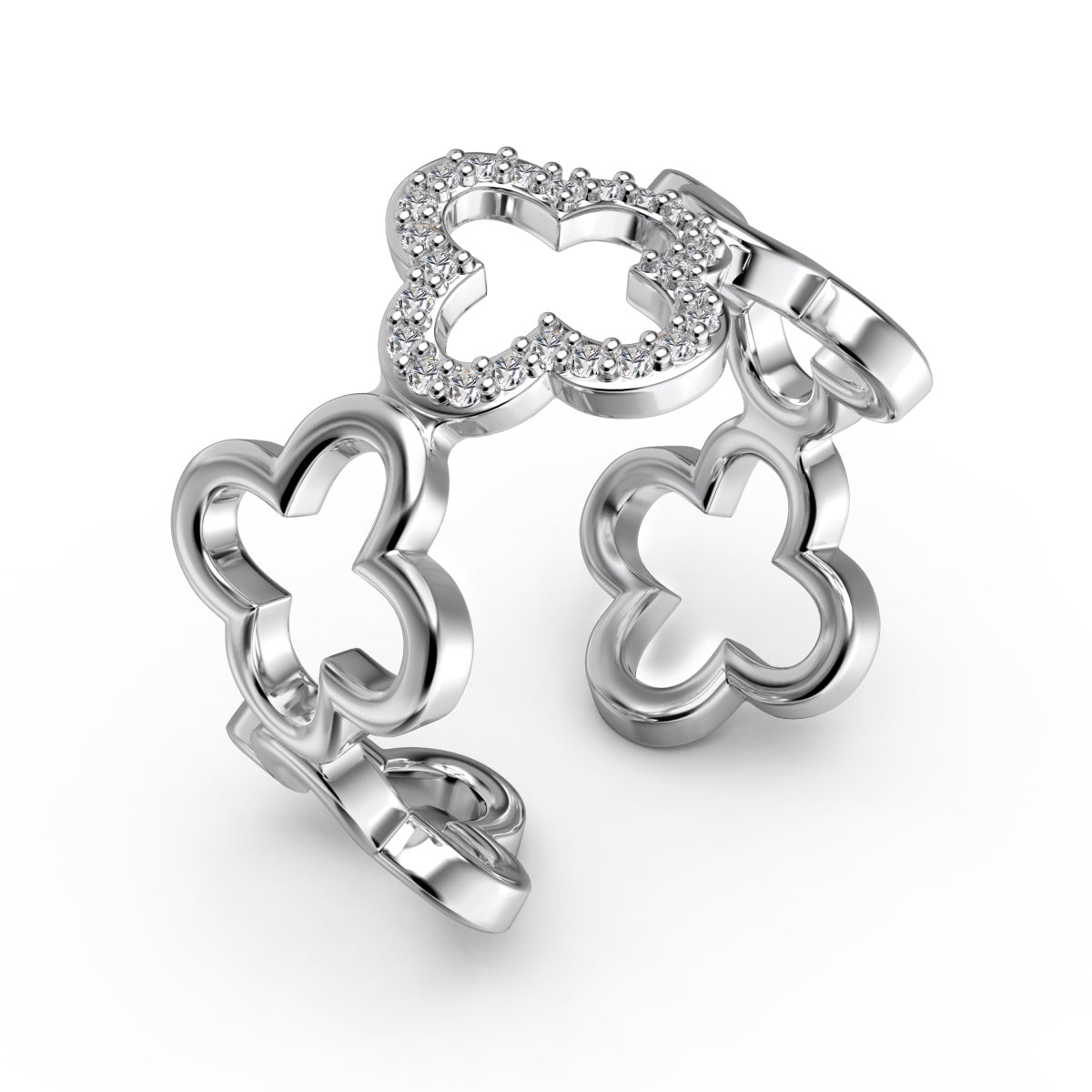 [Violet JW]Hollow Design Four-Leaf Clover Flower Shape Ring