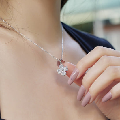 [Violet JW]Heart-Shaped Four-Leaf Clover Bead Necklace
