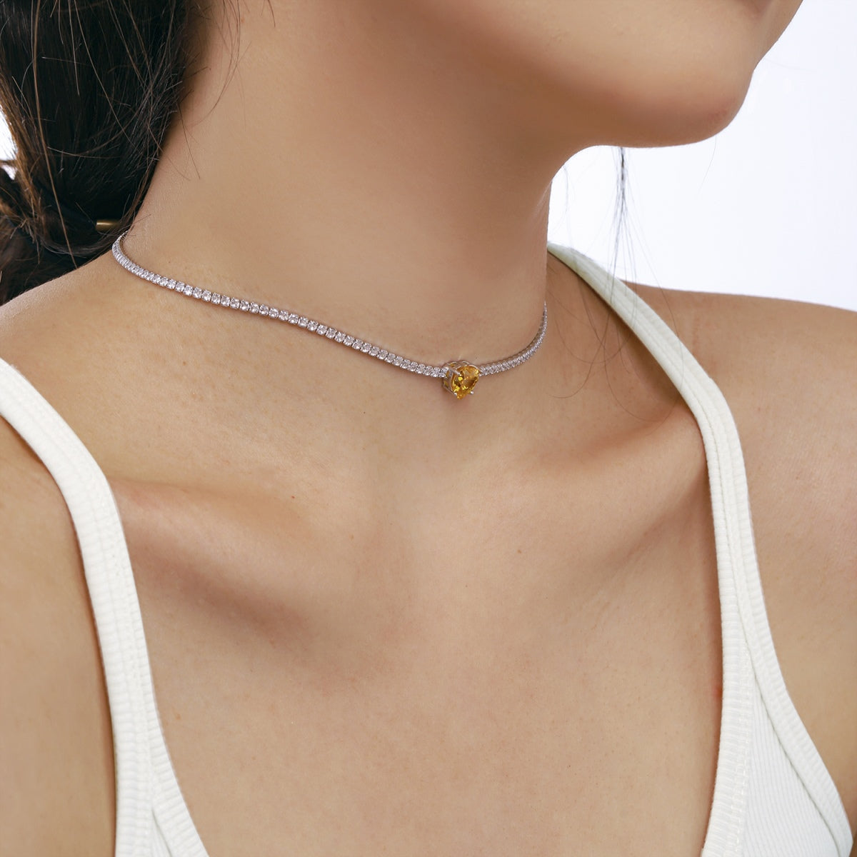 [Violet JW]2.0 Carat Sparkling Tennis Heart Cut Necklace