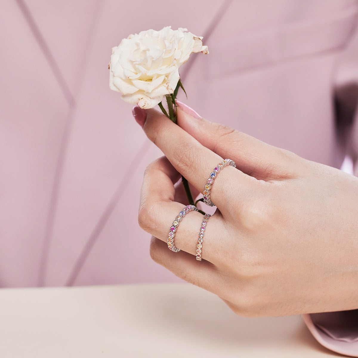 [Violet JW]Sparkling Colorful Round Cut Tennis Ring