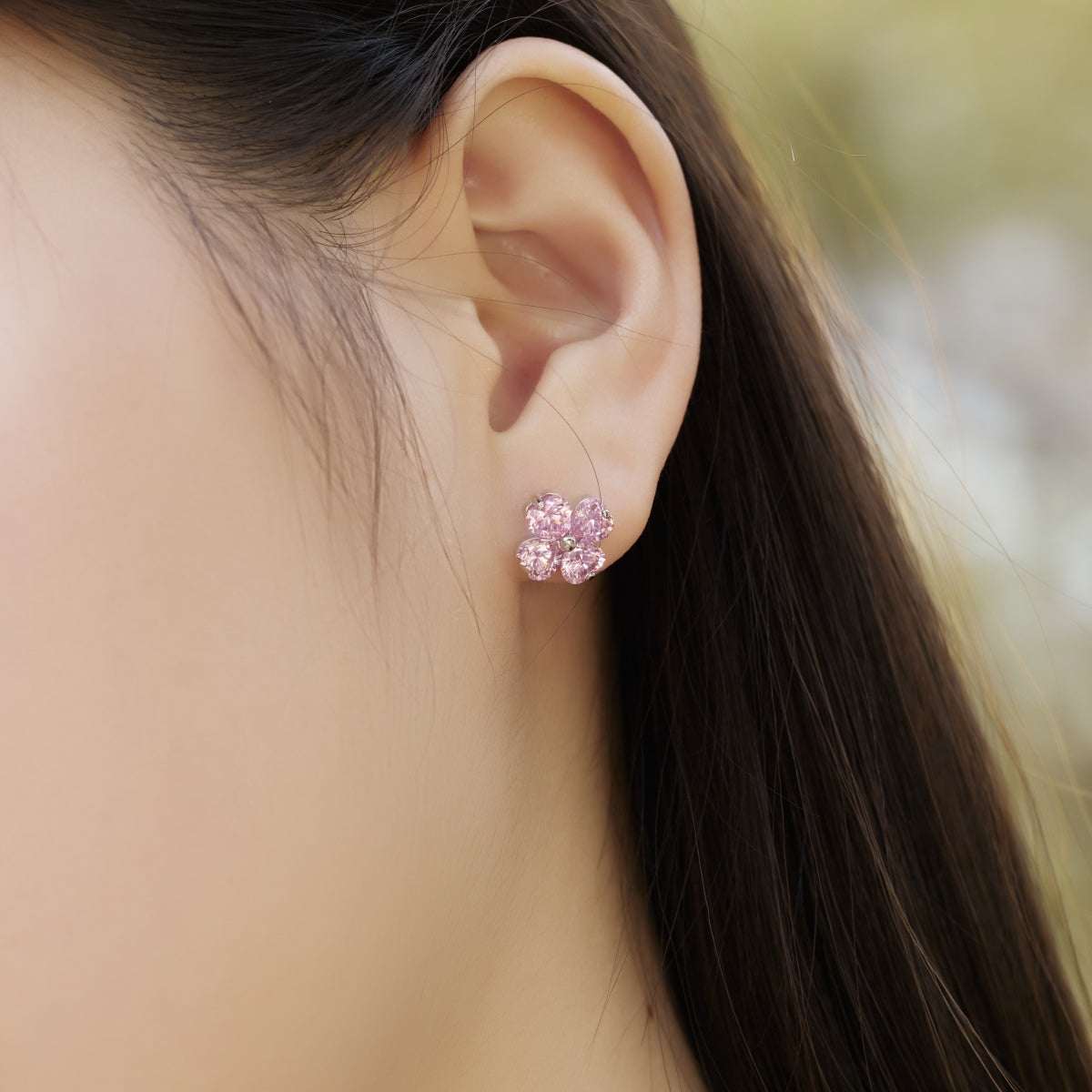 [Violet JW]Four-Leaf Clover Ball Earrings